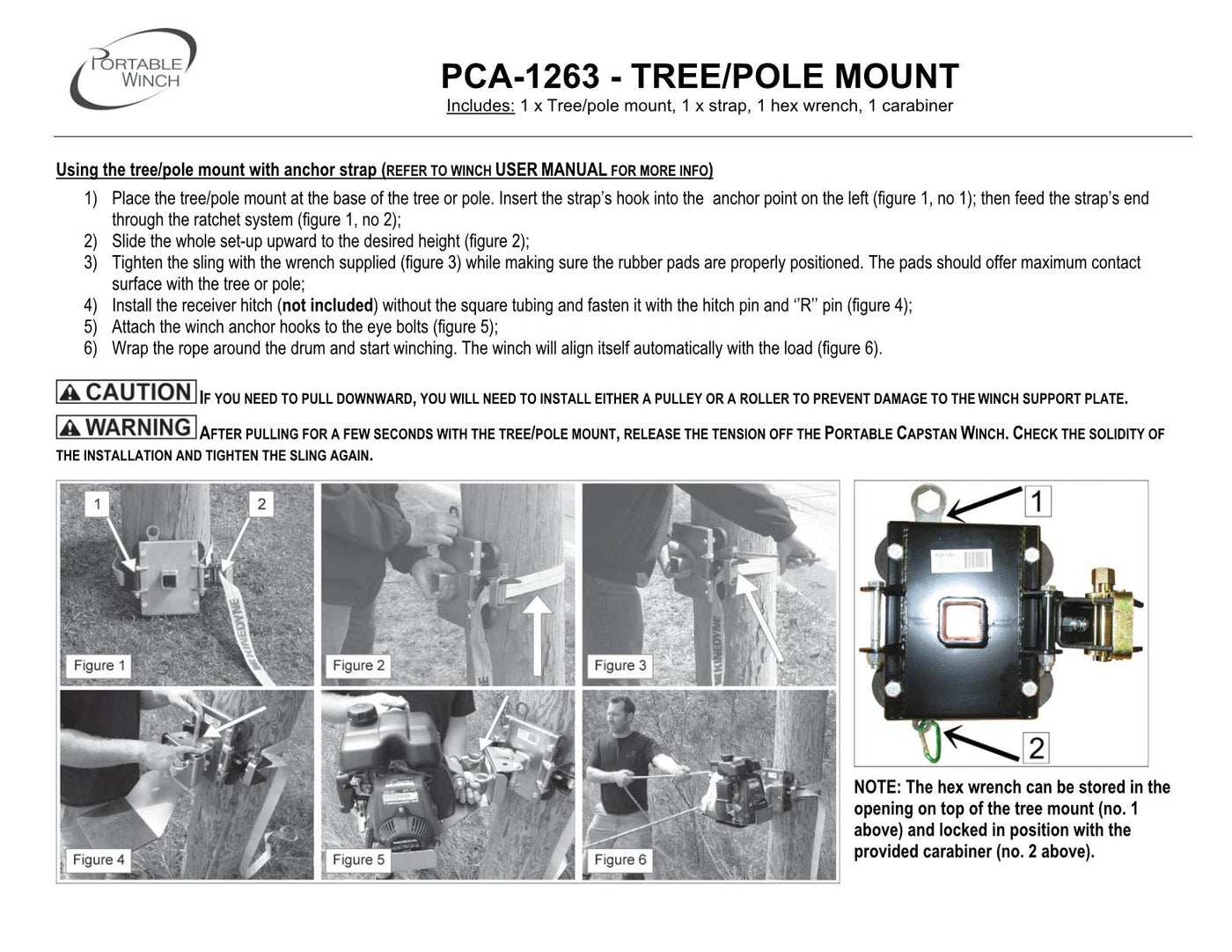 PCA-1263 TREE MOUNT WINCH ANCHORING SYSTEM WITH RUBBER PADS