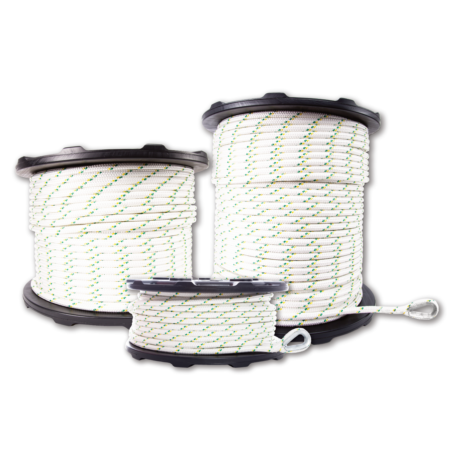 DOUBLE-BRAIDED POLYESTER ROPES Ø 1/2'' WITH EYE SPLICES AND THIMBLES ...